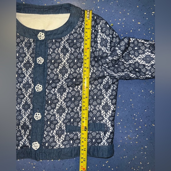 ELSY girls top 40 cardigan buttons crop cropped lace denim designer 10 12 14 LN - Picture 6 of 10